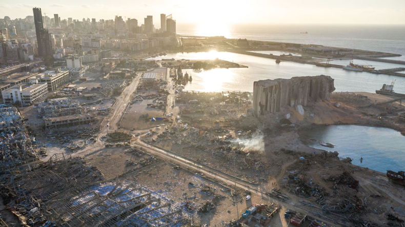 Beirut port ruins Credit: Haytham El Achkar/Getty Images