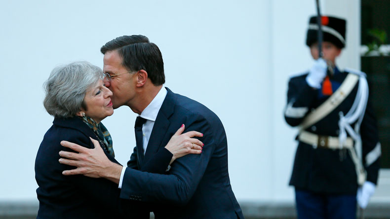 Theresa May greeted by Dutch PM Mark Rutte 11 Dec 2018 The Hague