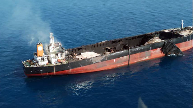 Pablo tanker after fire at sea