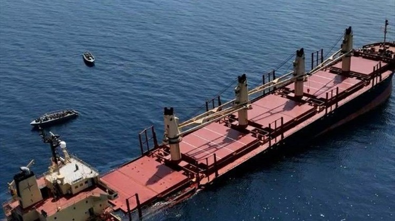 Rubymar, the dry bulker is listing heavily with a flooded engine room
