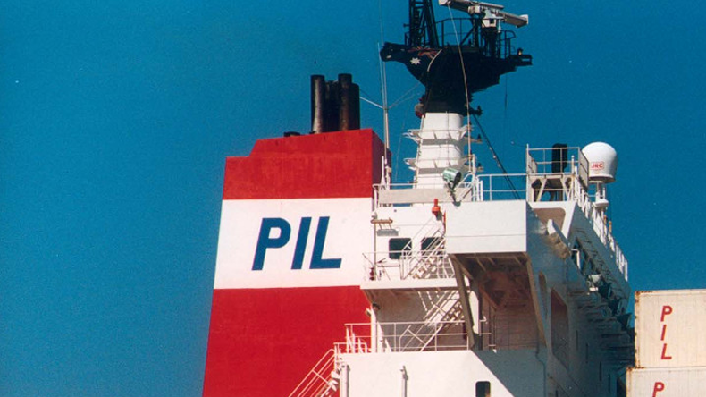 PIL logo on ship's funnel