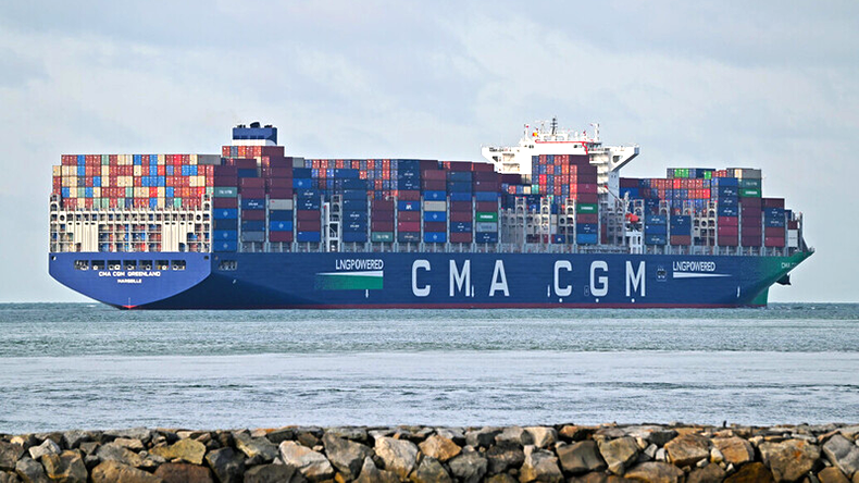 Containership CMA CGM Greenland at Singapore.