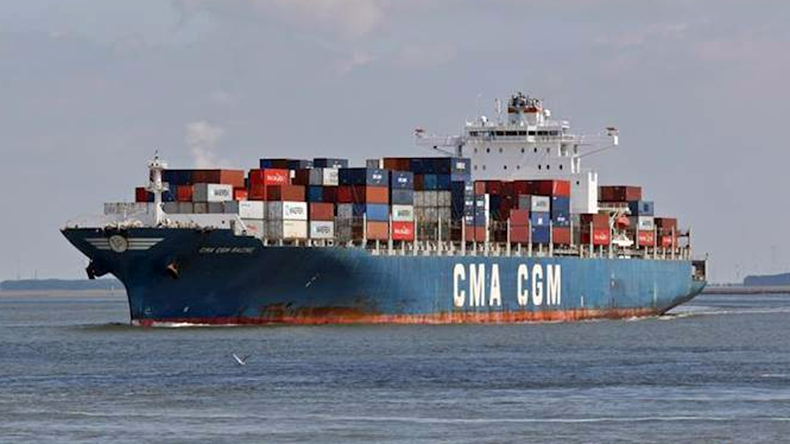 Containership CMA CGM Racine at sea