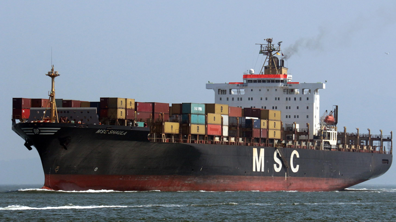MSC Shaula with smoke from funnel