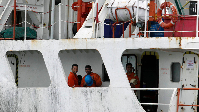 Indian seafarers on board a ships during the crew-change crisis