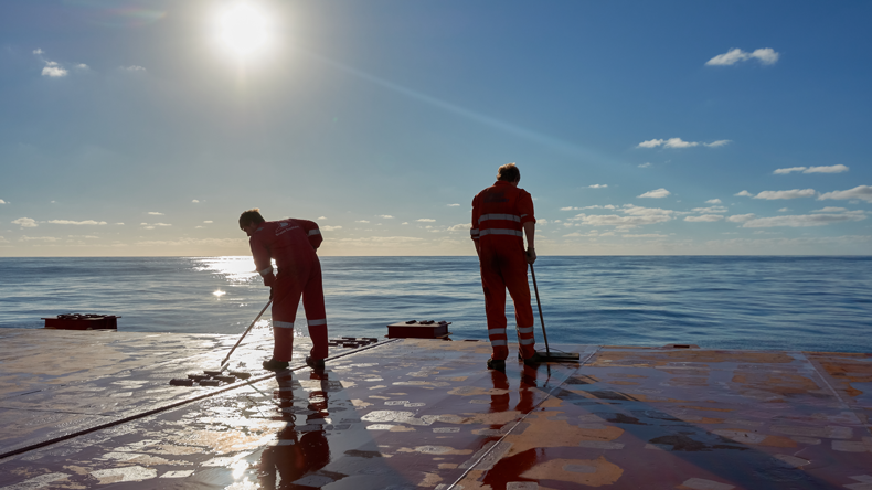 Seafarers working on deck.  Credit Denys Yelmanov/Shutterstock.com