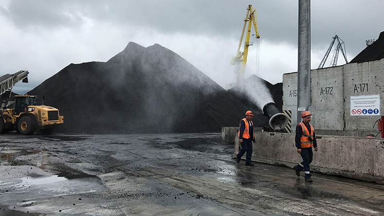 Coal at Vostochnyy port near far eastern port of Nakhodka, Russia