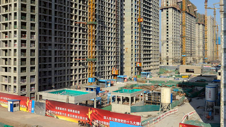 New build apartment blocks near completion in Beijing, China