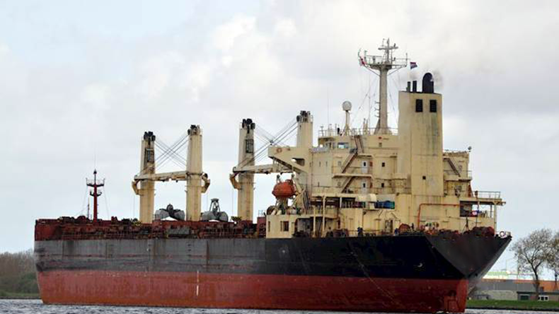 Dry bulk carrier Enisey on a canal