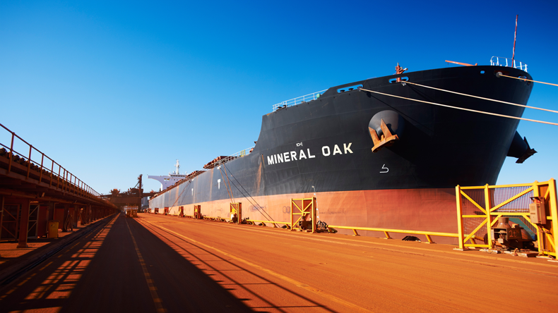 Bulk vessel at iron ore export hub