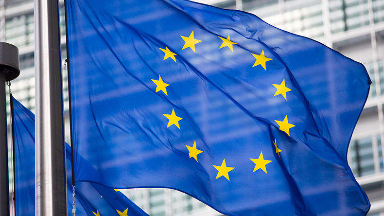 EU flag outside Brussels headquarters