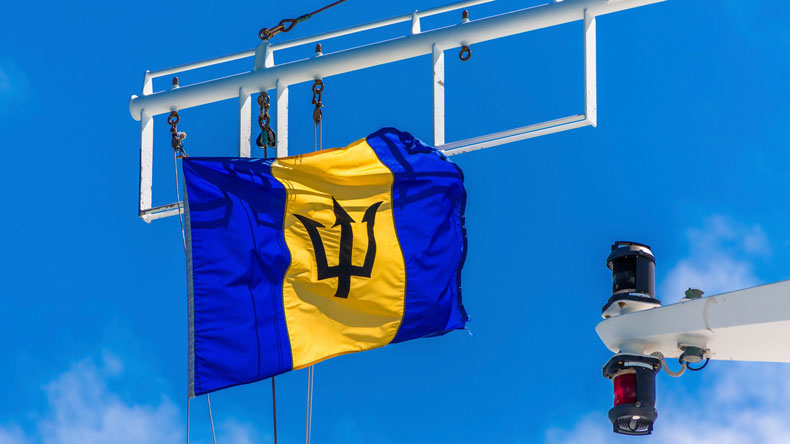 Barbados flag on ship