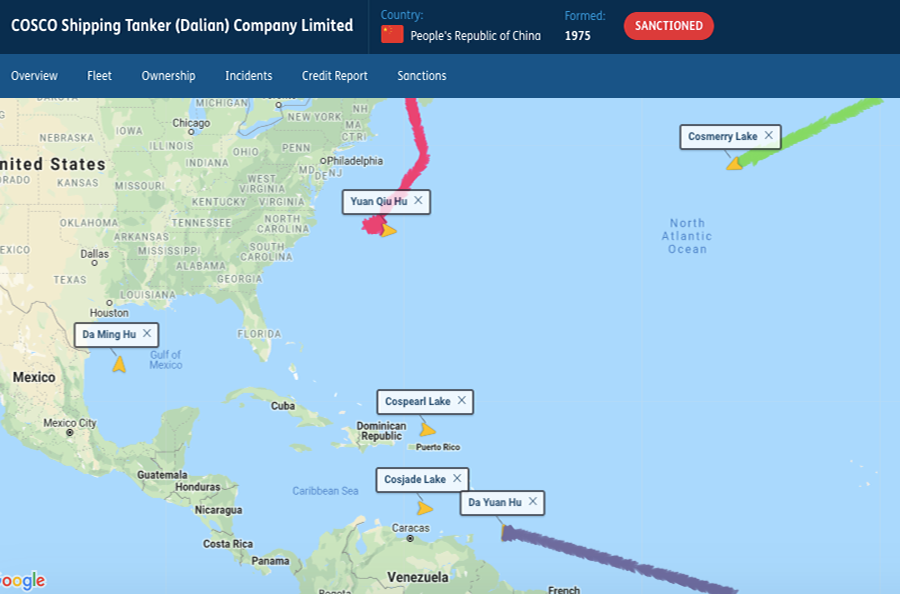 Chinese tanker movements