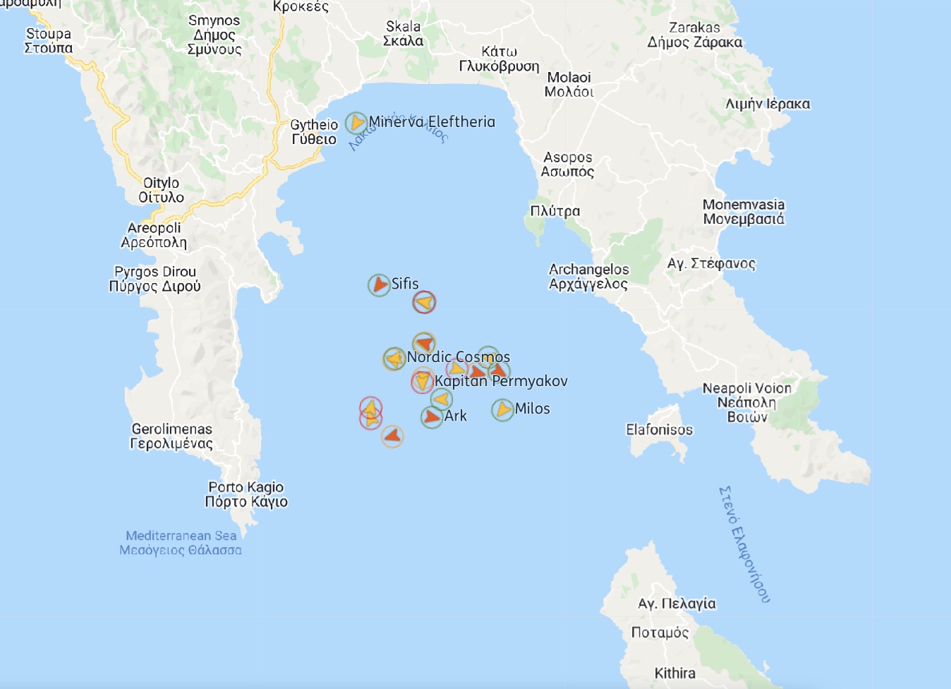 Greece tankers map