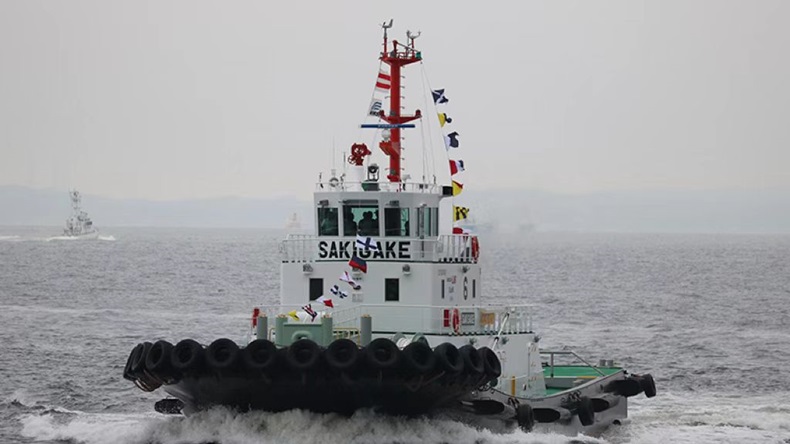 The LNG-fuelled tug Sakigake (pictured) will be converted to run on ammonia by NYK. 