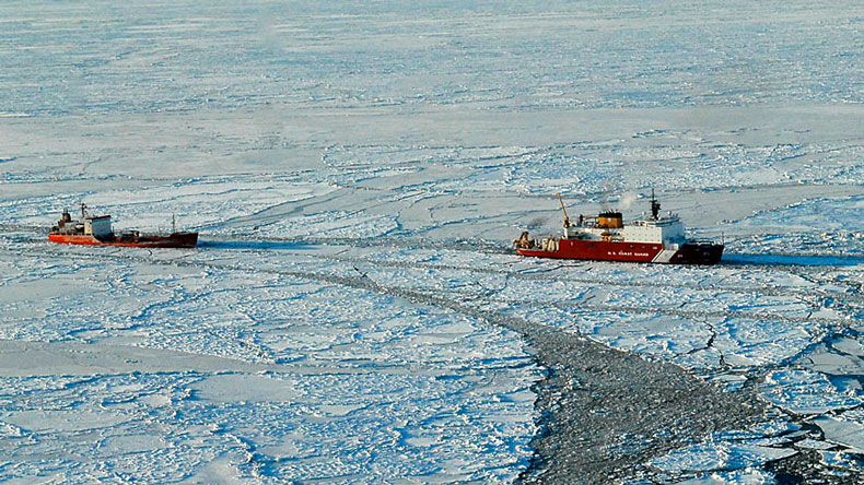 US Coast Guard vessel clears Bering Sea ice for Russian tanker  Credit: US Geographical Survey