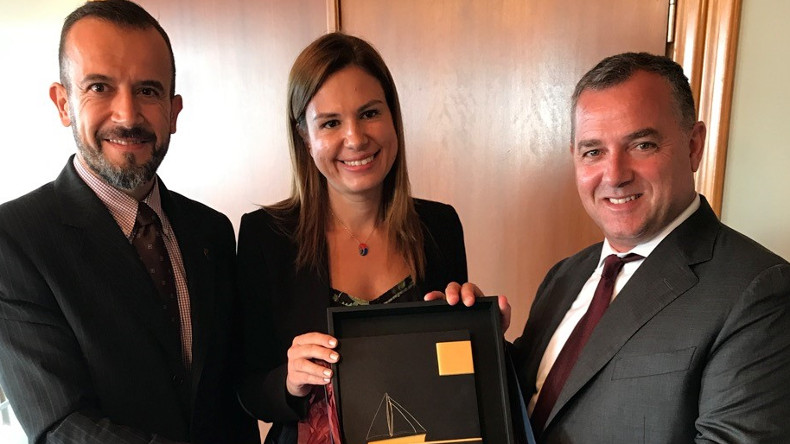 Chief executive Polys Hajioannou (right) with Erma First managing director Konstantinos Stampedakis and business development manager Helen Polychronopoulou