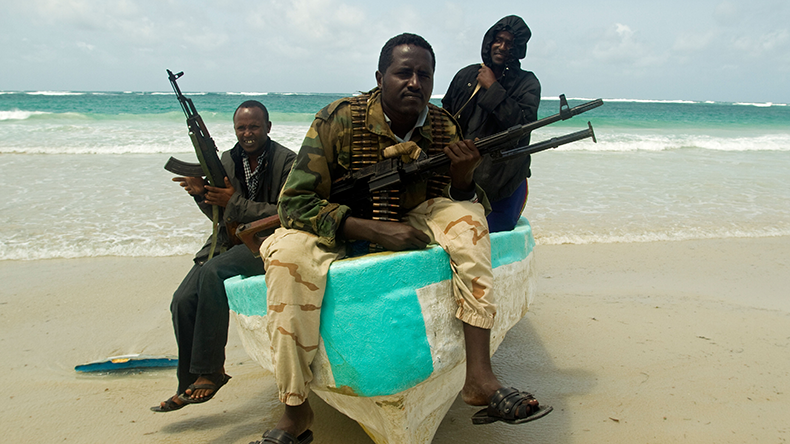 Somalian pirates near Mogadishu Somalia