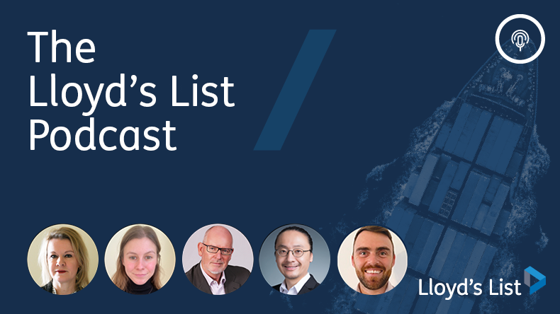 On the Lloyd’s List podcast (from left): Michelle Wiese Bockmann, Bridget Diakun, Nigel Lowry, Cichen Shen and Martin Kelly, Lead Intelligence Analyst at EOS Risk Group
