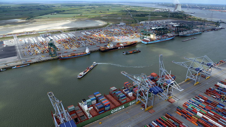 Antwerp container terminal in Belgium Jan 2020 