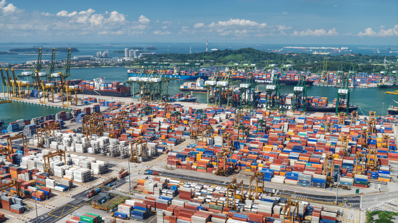 Containers at Singapore port.