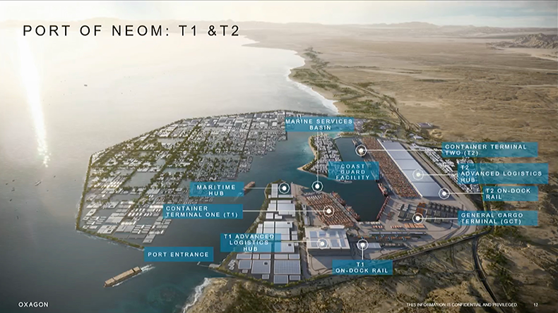 A computer generated image of the Port of Neom