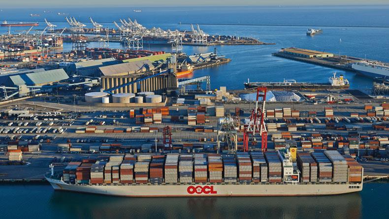 Port of Long Beach with OOCL vessel