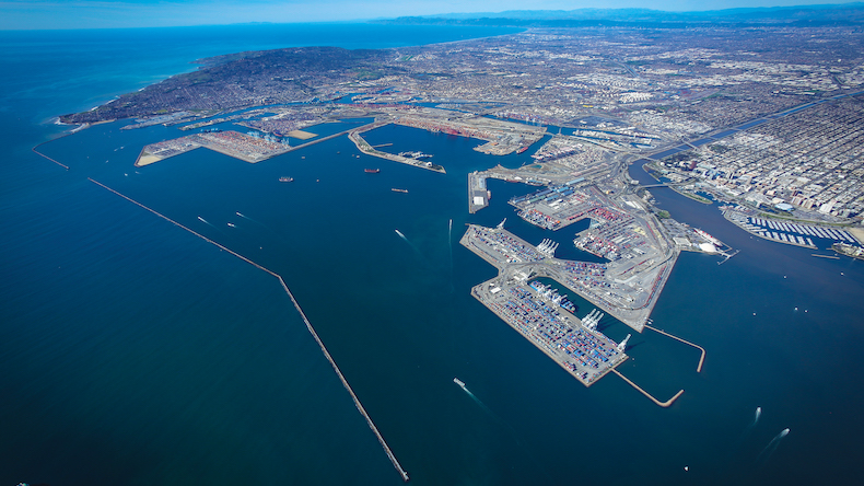 Aerial view of San Pedro Bay ports