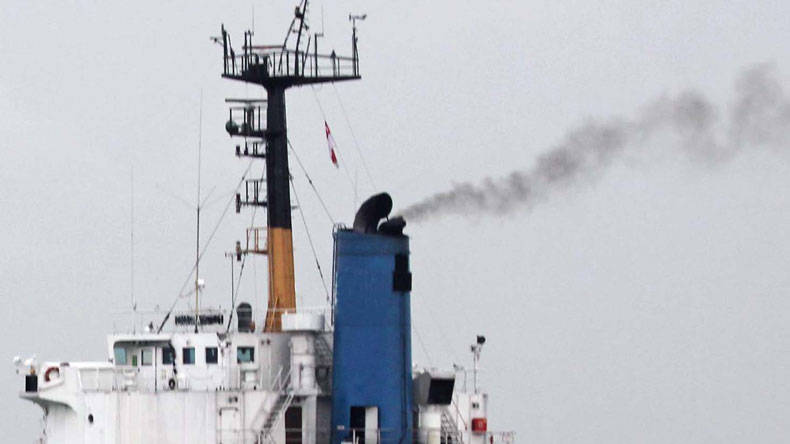 Emissions from ship funnel