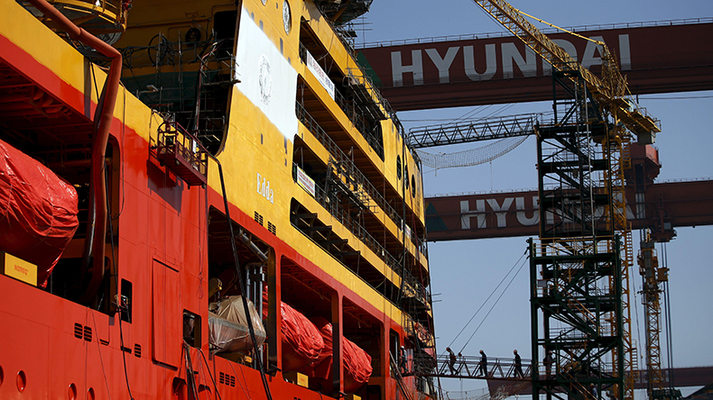 Hyundai Heavy Industries' Shipyard in Ulsan, South Korea