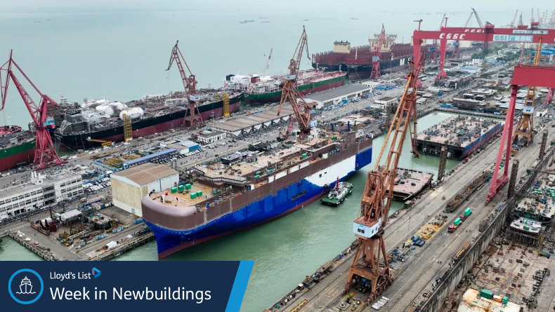 Vehicle carrier under construction at Guangzhou Shipyard Intl 