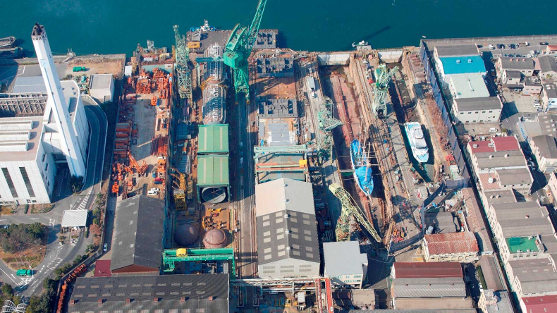 Aerial view of Shin Kurushima Sanoyas Shipbuilding’s Osaka shipyard