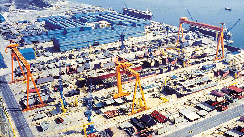 Aerial view of Samho shipyard South Korea
