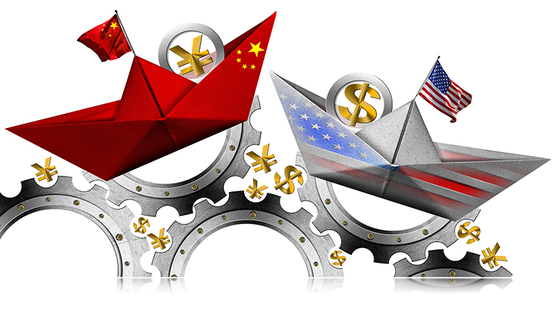 US Sino trade war concept