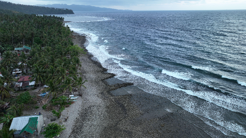 Oil slick on the shores of Mindoro island, the Philippines, after the sinking of Princess Empress ship