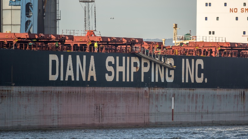 Diana Shipping logo on dry bulker