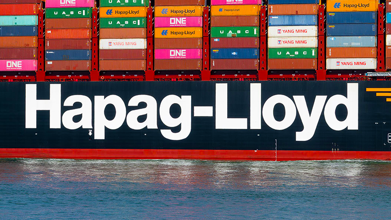 Hapag-Lloyd logo on a containership side