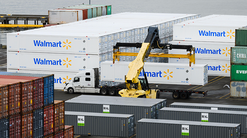 Hyster intermodal crane  Walmart intermodal container Port of Everett