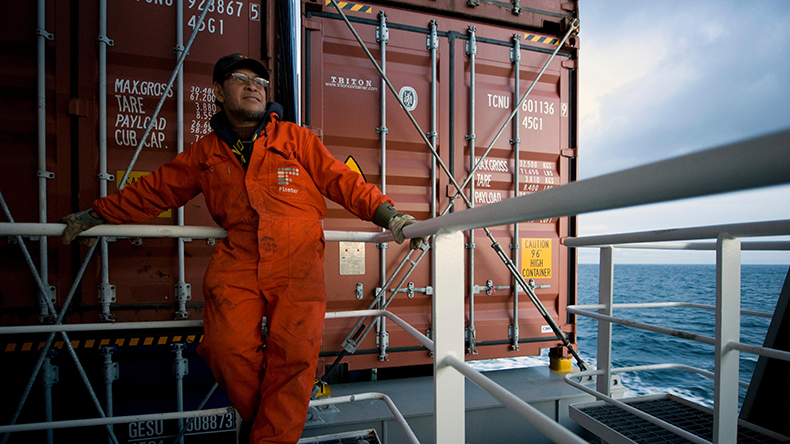 Indonesian seafarer on containership