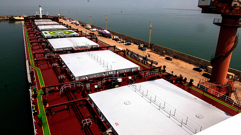 Panamax bulker view of the deck