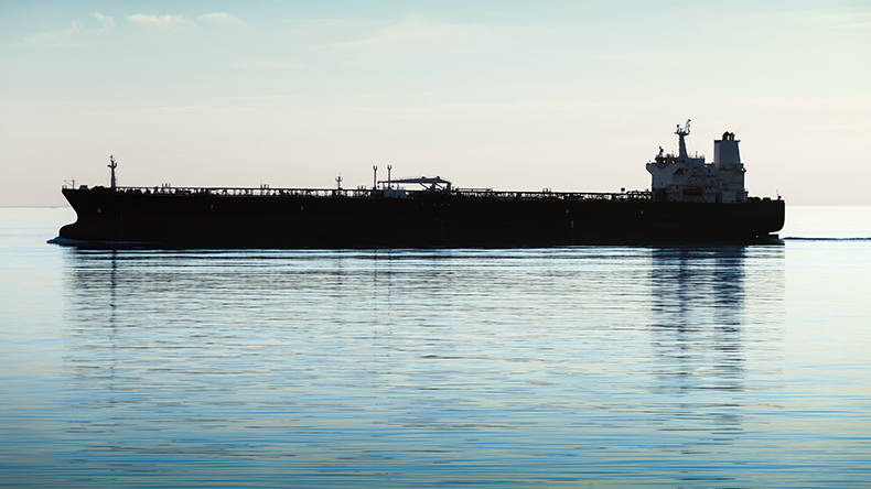 Tanker at sea, silhouette photo