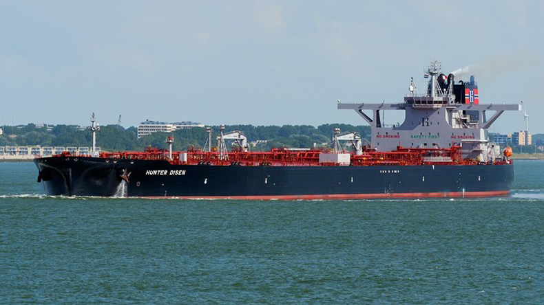 VLCC Crude oil tanker Hunter Disen at Rotterdam