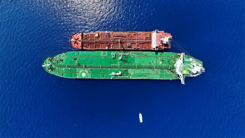 Suez Rajan and MR Euphrates tankers ship to ship tansfer