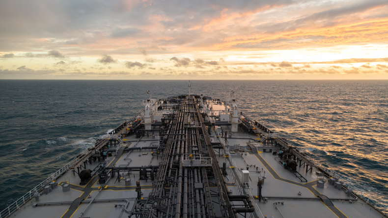 Oil tanker deck view