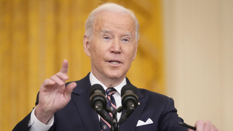 President Joe Biden giving an update on the Ukraine crisis in the White House. UPI / Alamy Stock Photo