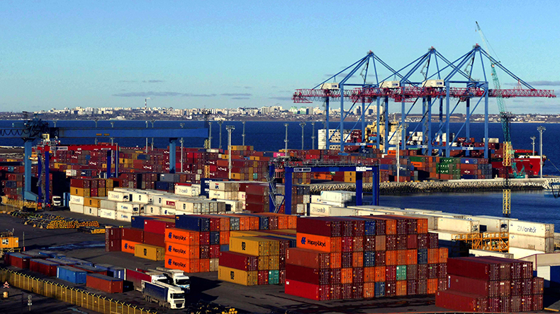 Shipping containers stored at Odessa, January 2022