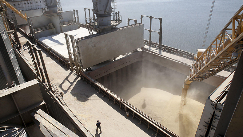 Barley grain at Nikolayev port, now known as Mykolaiv, Ukraine