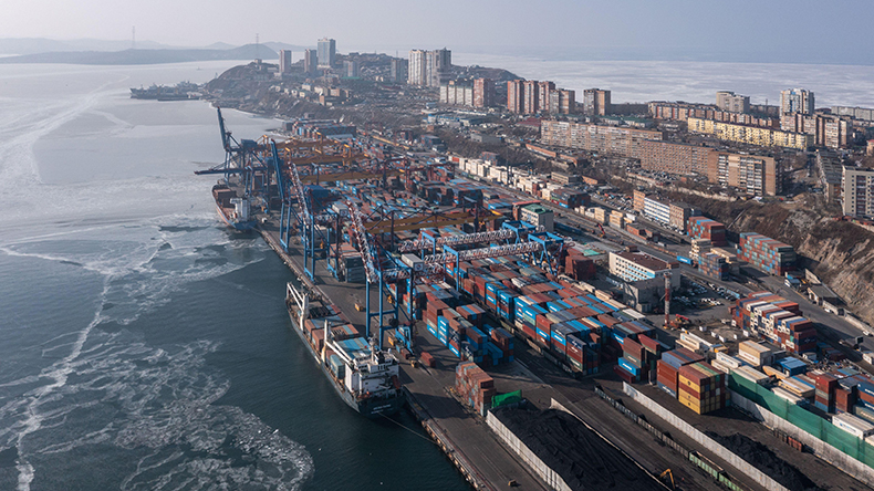Vladivostok seaport container terminal in Russia in 2022